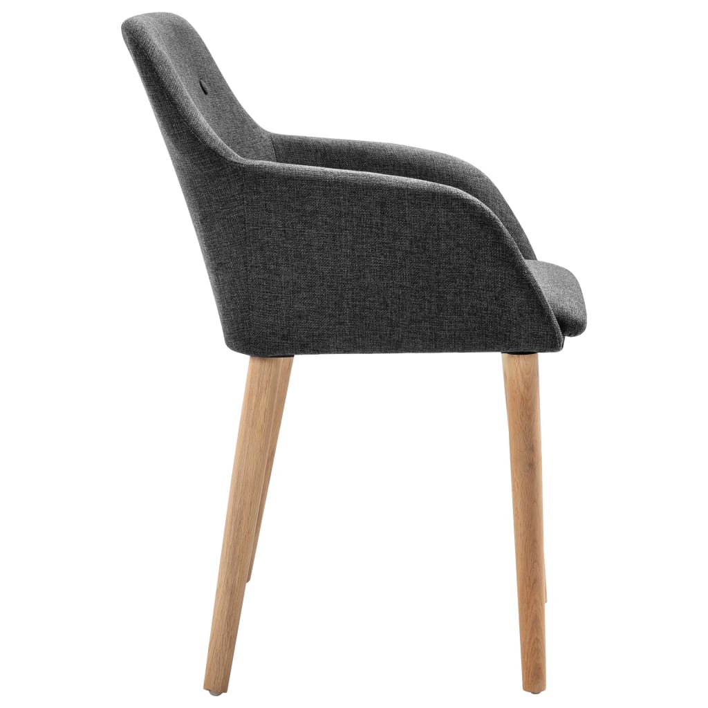 vidaXL Dining Chairs 2 pcs Dark Grey Fabric and Solid Oak Wood