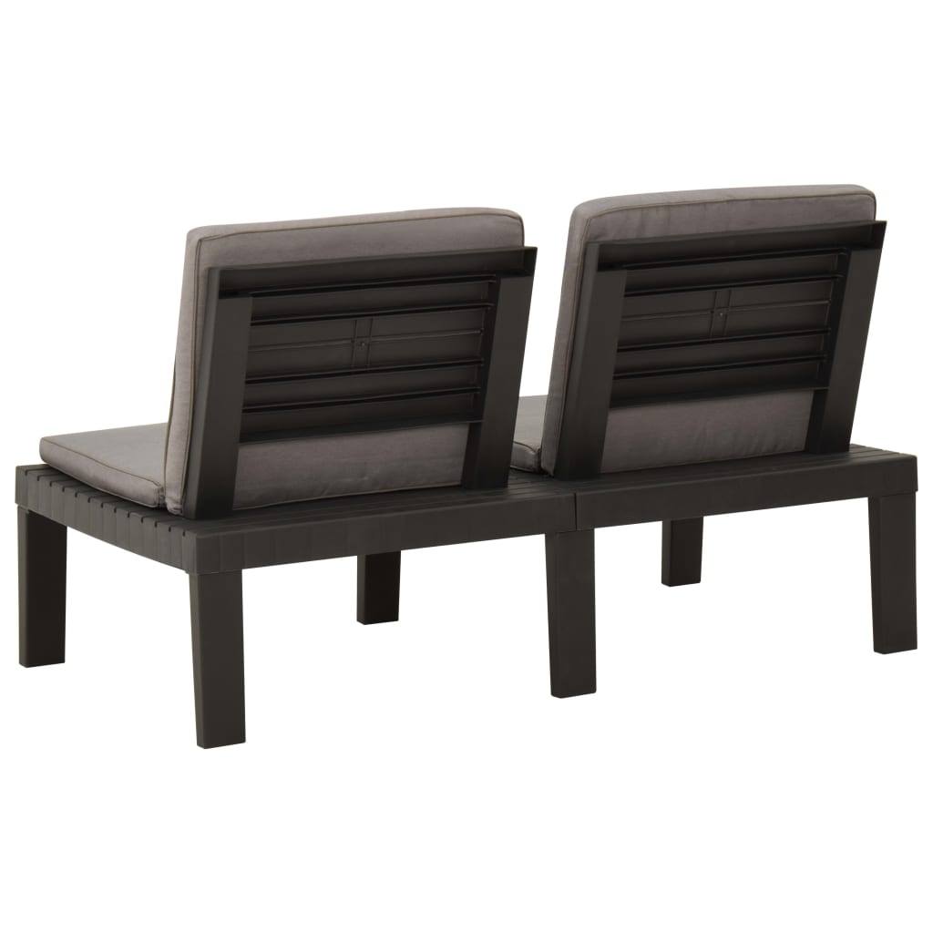 vidaXL Garden Lounge Benches with Cushions 2 pcs Plastic Grey