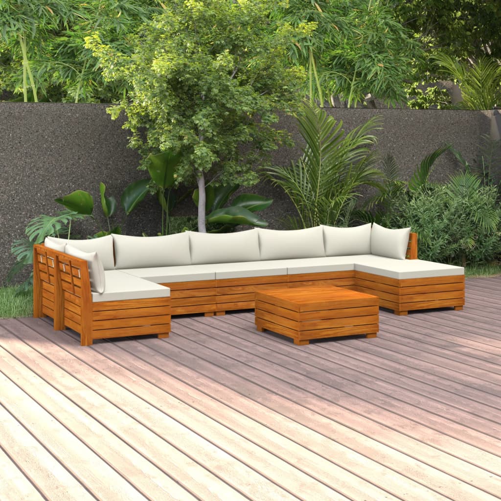 vidaXL 8 Piece Garden Lounge Set with Cushions Solid Acacia Wood