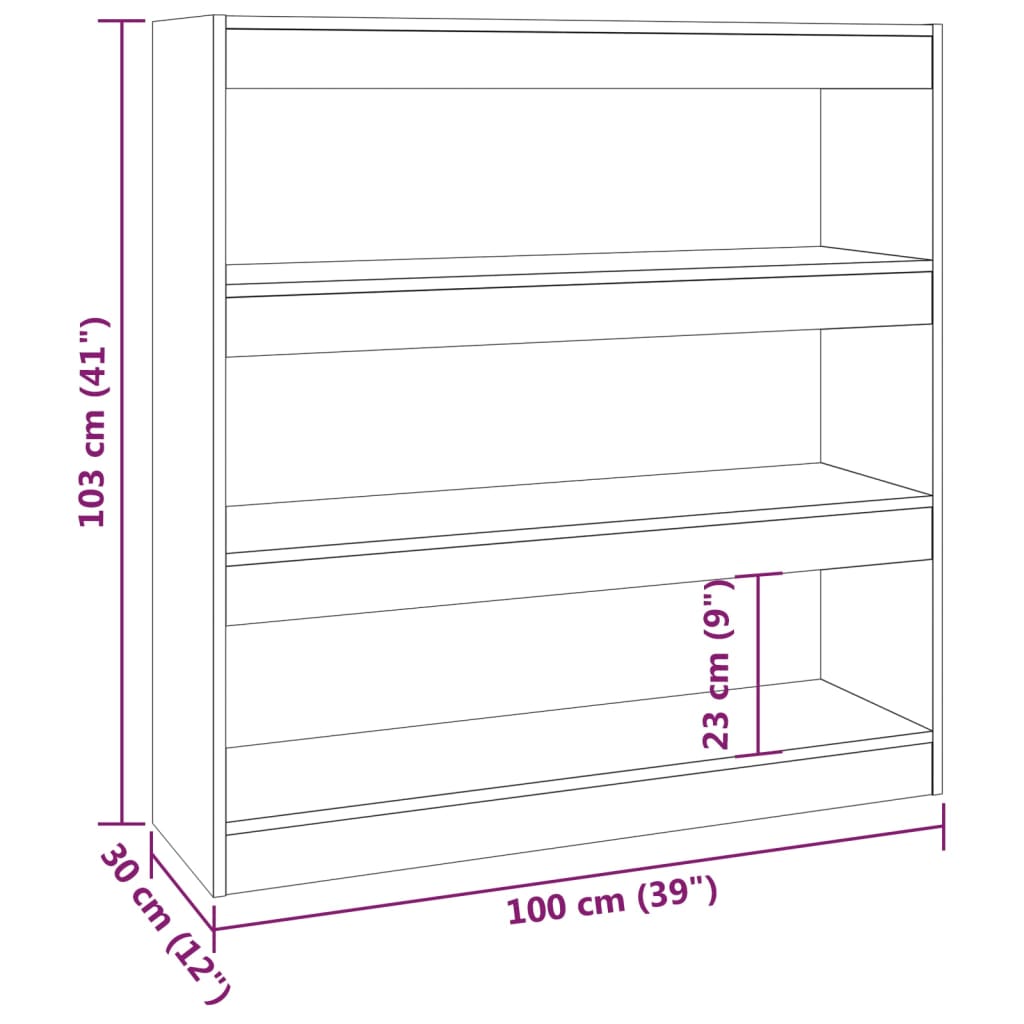 vidaXL Book Cabinet/Room Divider Smoked Oak 100x30x103 cm
