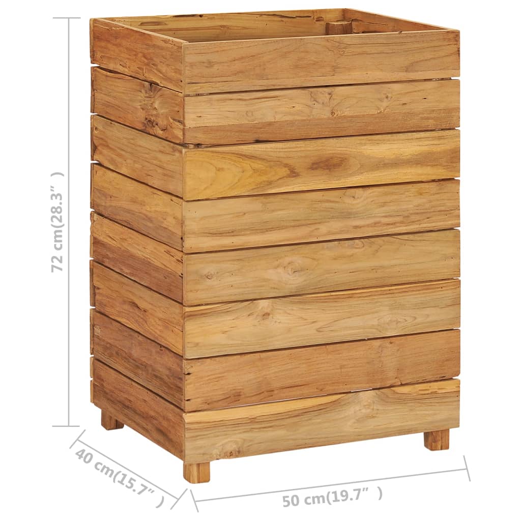 vidaXL Raised Bed 50x40x72 cm Solid Wood Teak and Steel