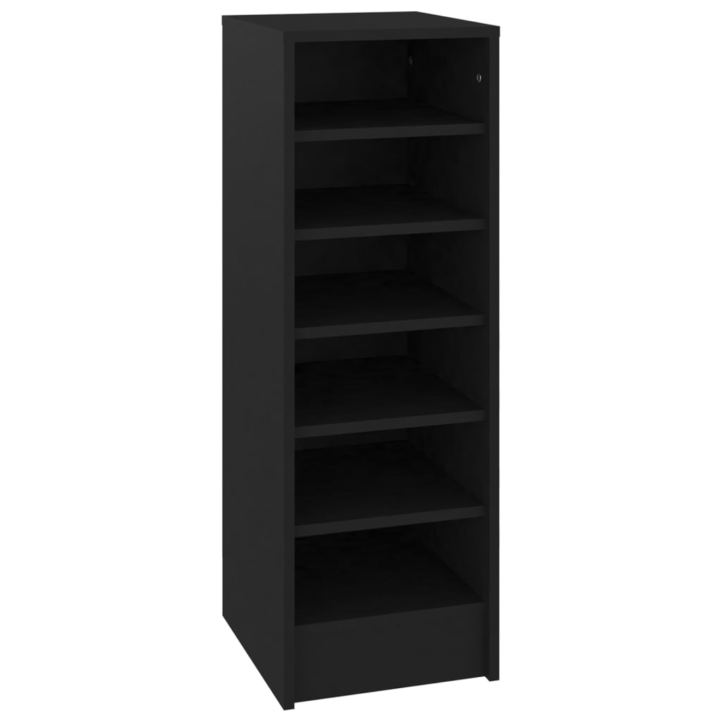 vidaXL Shoe Cabinet Black 31.5x35x90 cm Engineered Wood