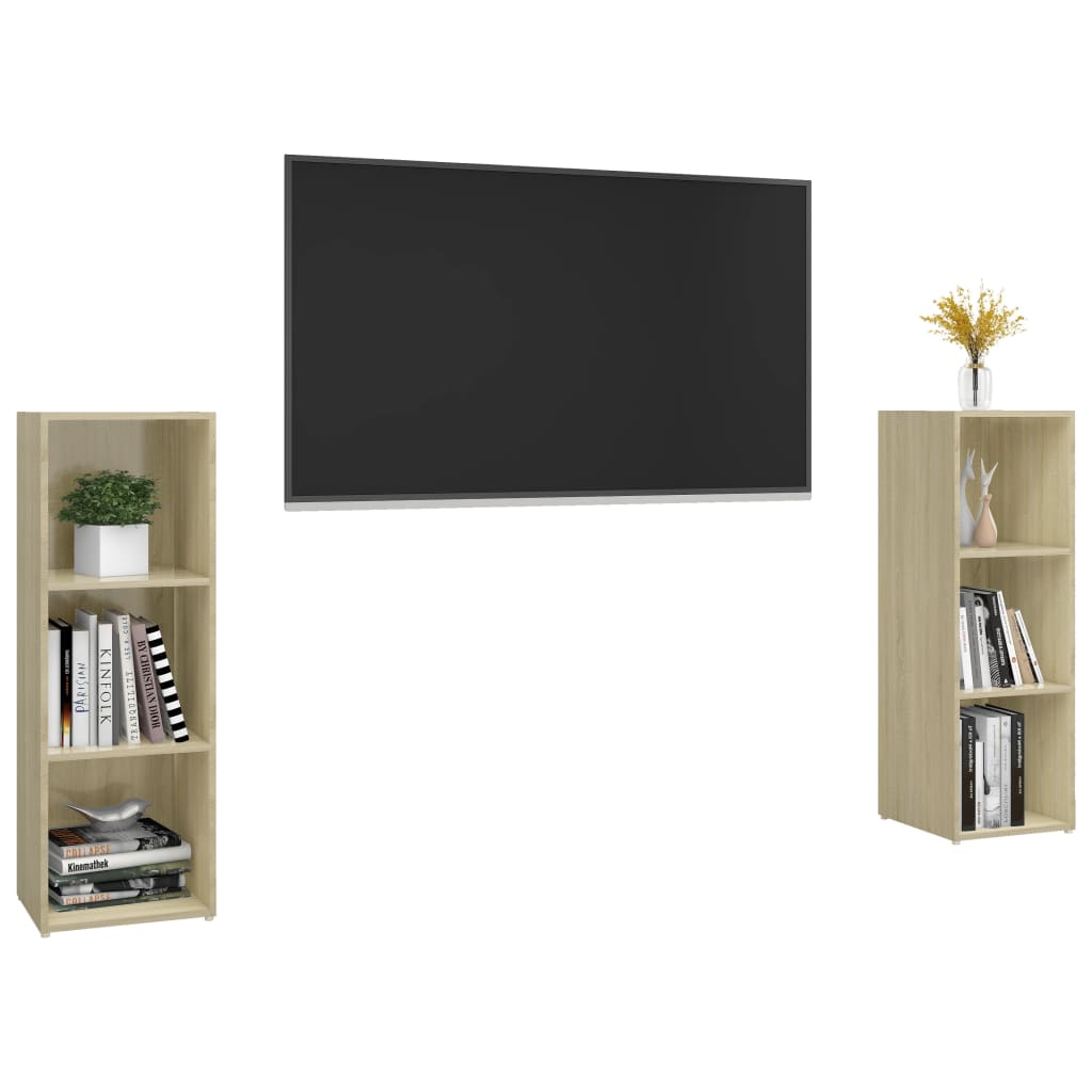 vidaXL TV Cabinets 2 pcs Sonoma Oak 107x35x37 cm Engineered Wood