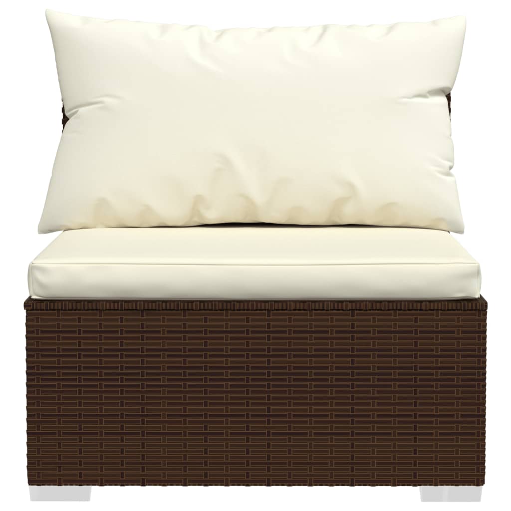 vidaXL 3 Piece Garden Lounge Set with Cushions Poly Rattan Brown