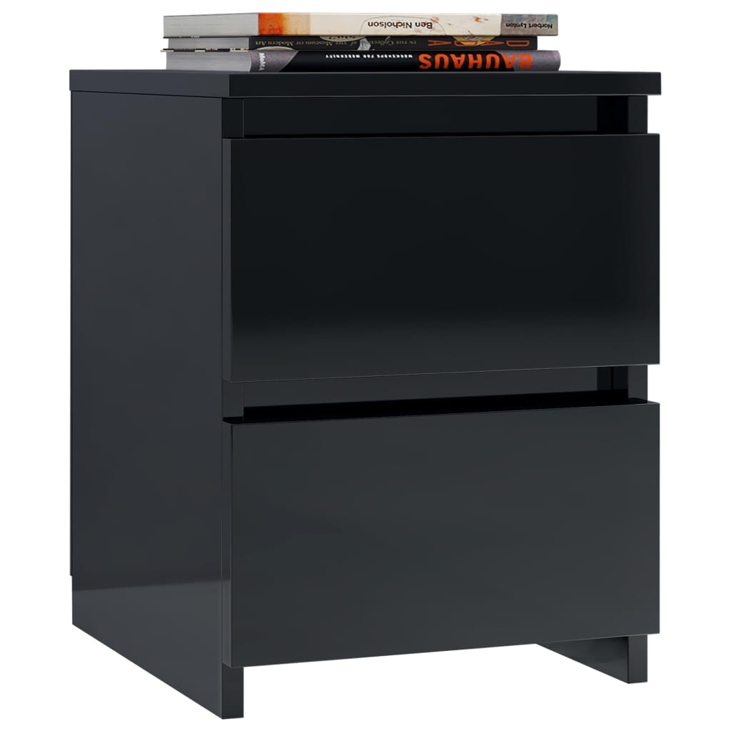 vidaXL Bedside Cabinet High Gloss Black 30x30x40 cm Engineered Wood