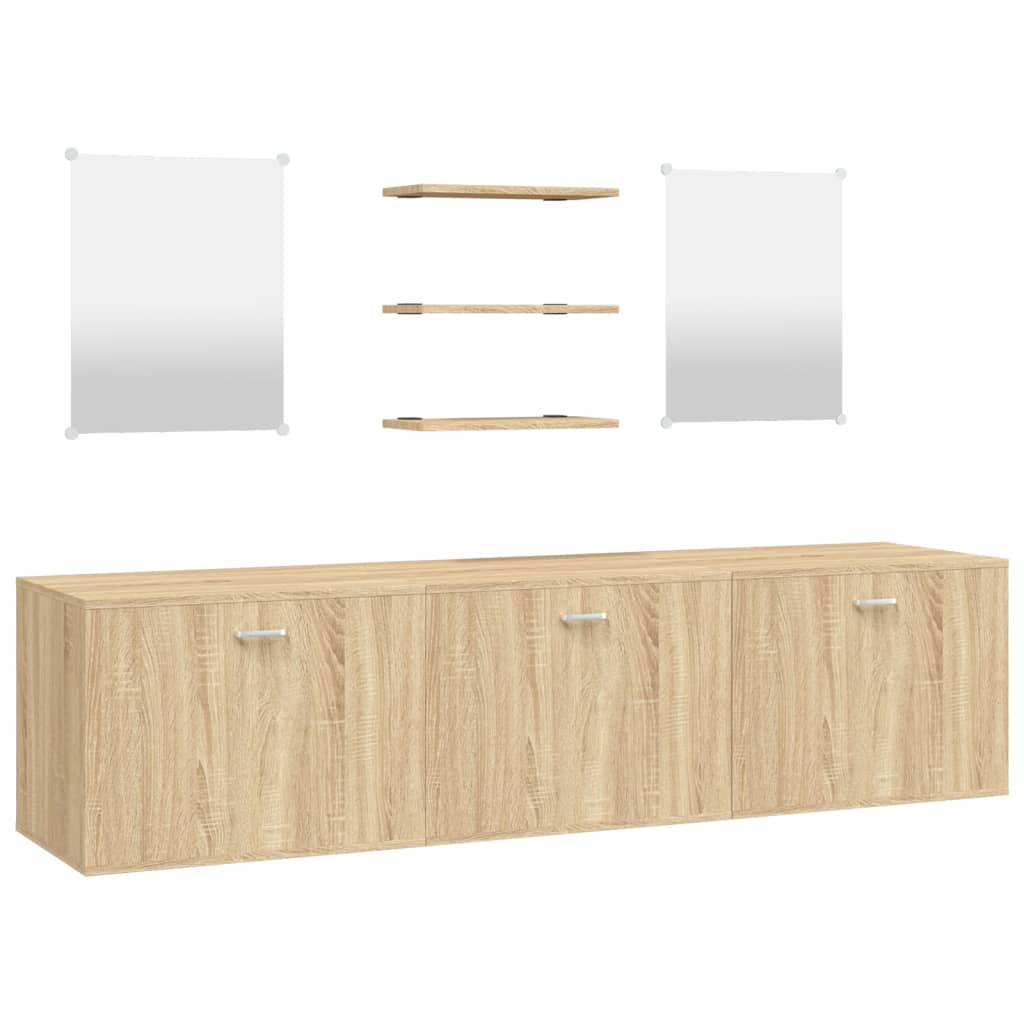 vidaXL 6 Piece Bathroom Furniture Set Oak Engineered Wood