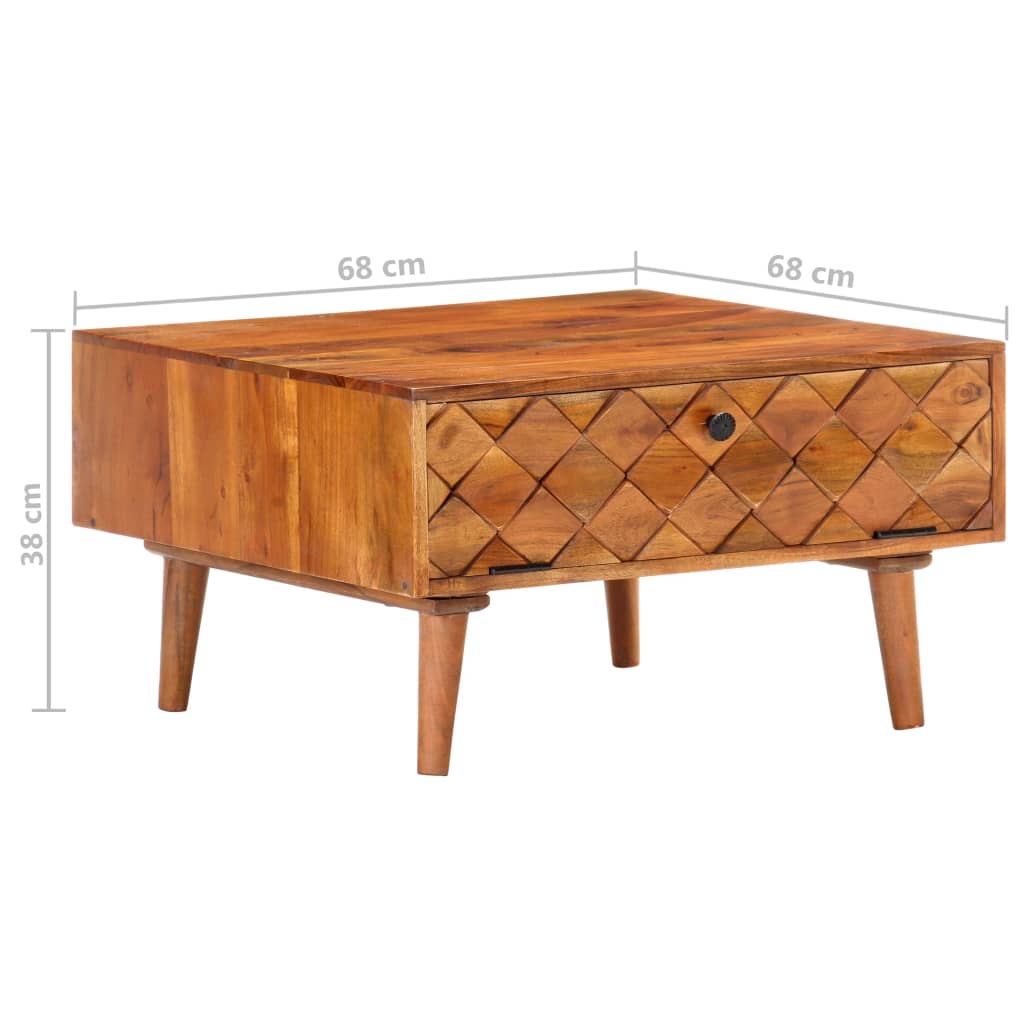 vidaXL Coffee Table 68x68x38 cm Solid Acacia Wood