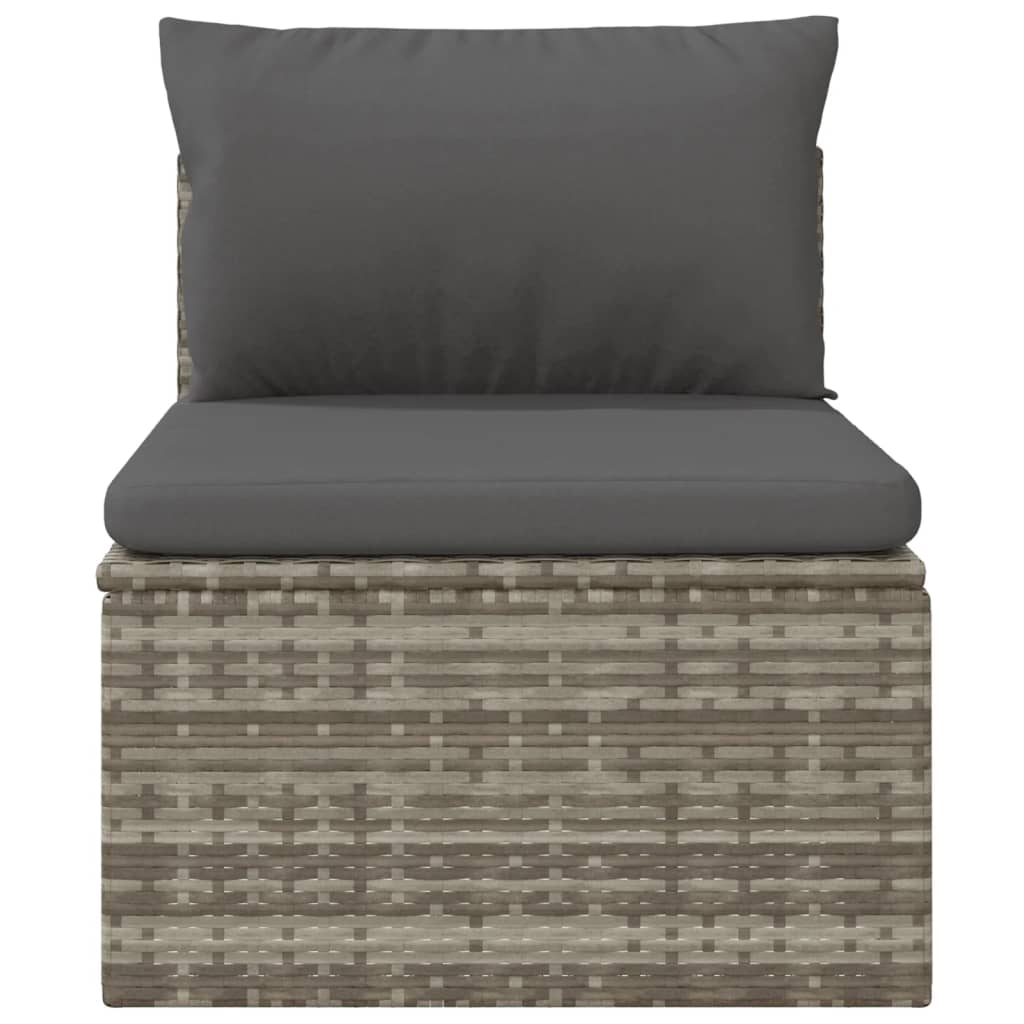 vidaXL Garden Middle Sofa with Cushion Grey 57x57x56 cm Poly Rattan