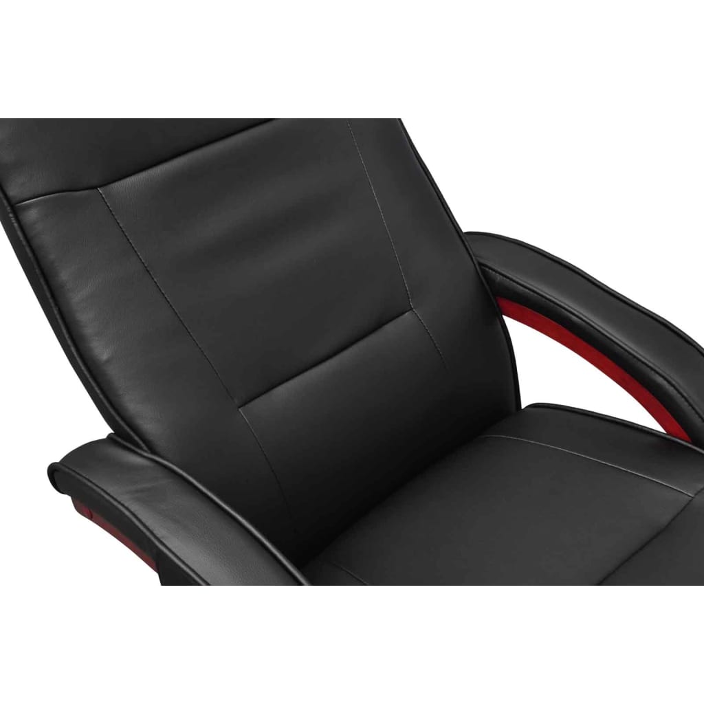 vidaXL Massage Chair with Footstool Black Faux Leather