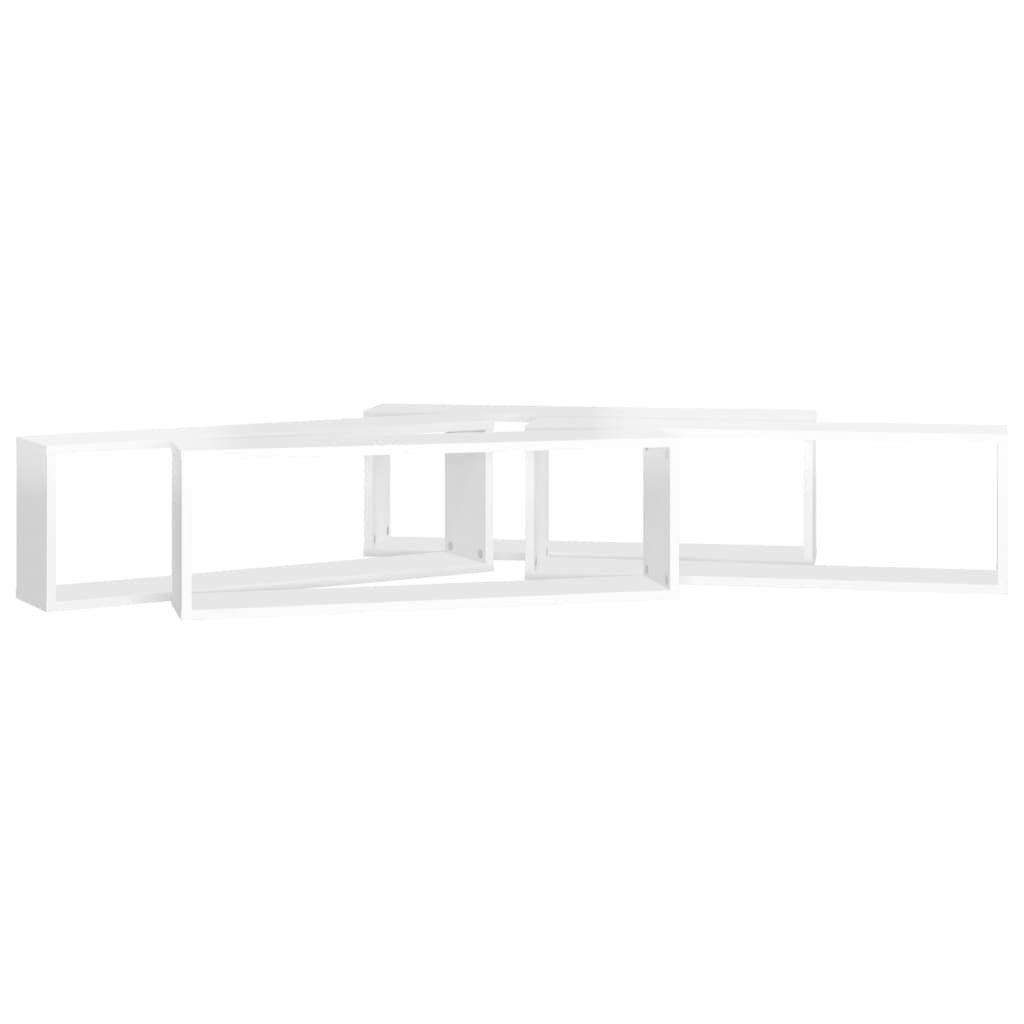 vidaXL Wall Cube Shelf 4 pcs High Gloss White 80x15x26.5cm Engineered Wood