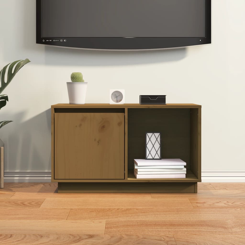 vidaXL TV Cabinet Honey Brown 74x35x44 cm Solid Wood Pine