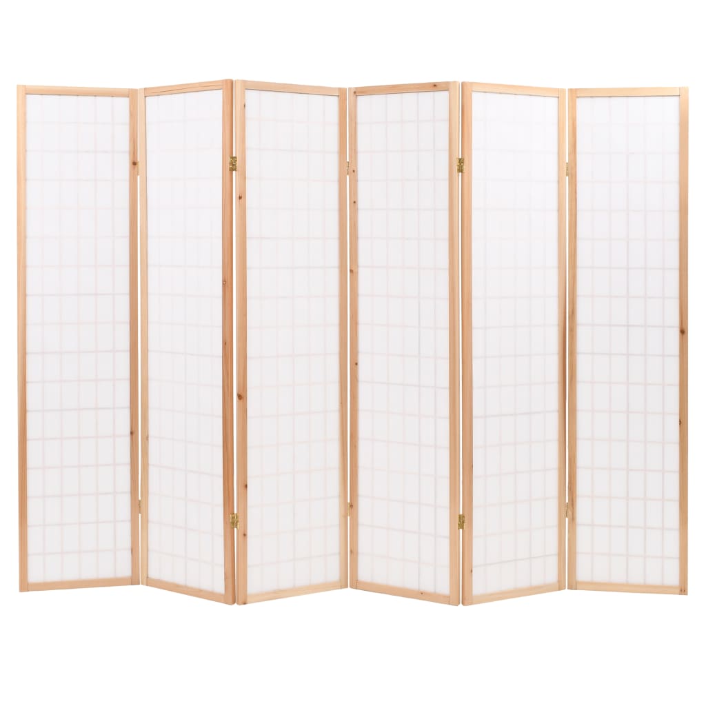 vidaXL Folding 6-Panel Room Divider Japanese Style 240x170 cm Natural