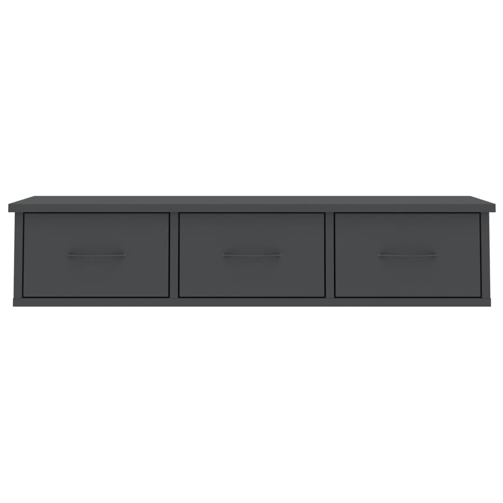 vidaXL Wall-mounted Drawer Shelf Grey 88x26x18.5 cm Engineered Wood