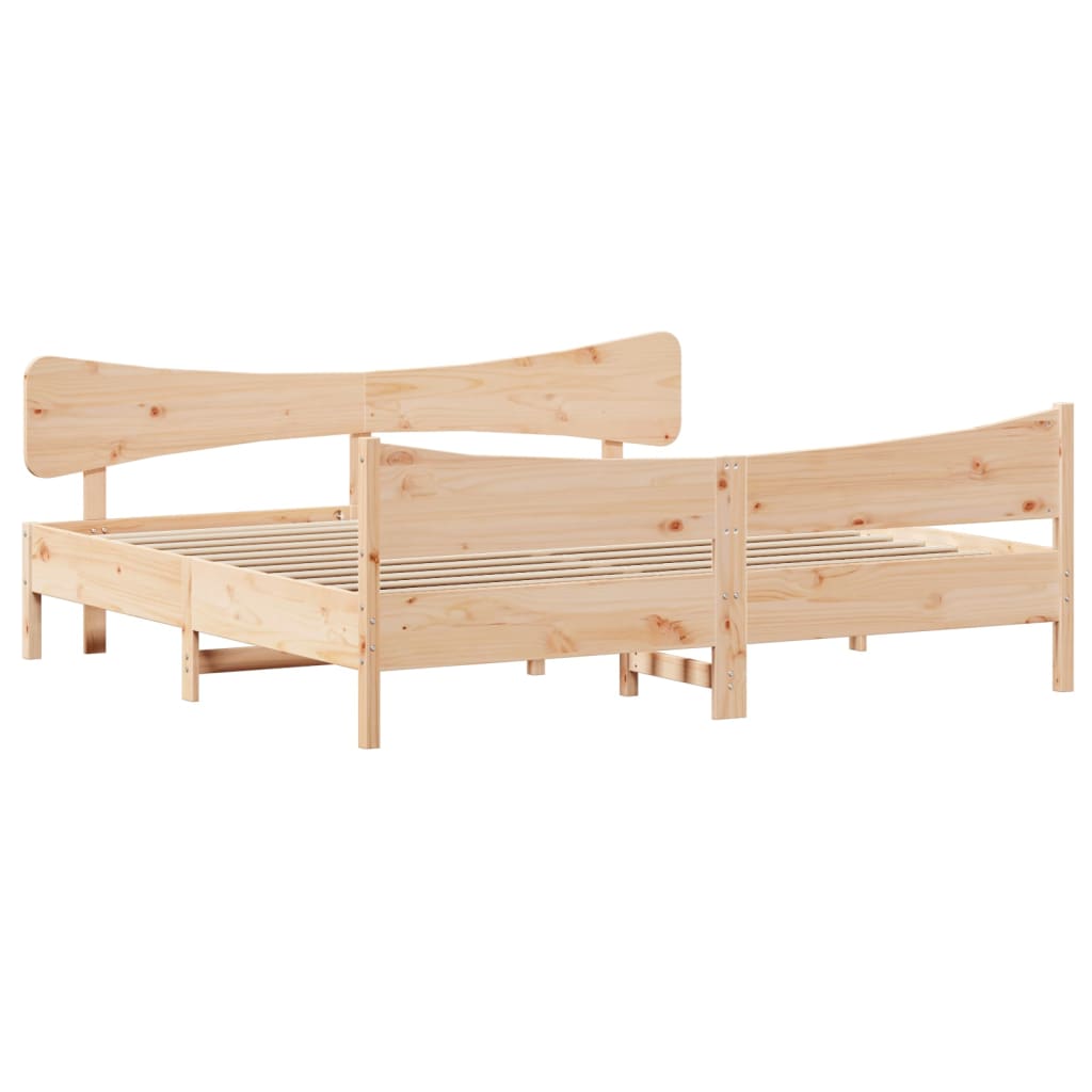 vidaXL Bed Frame with Headboard 180x200 cm Super King Solid Wood Pine