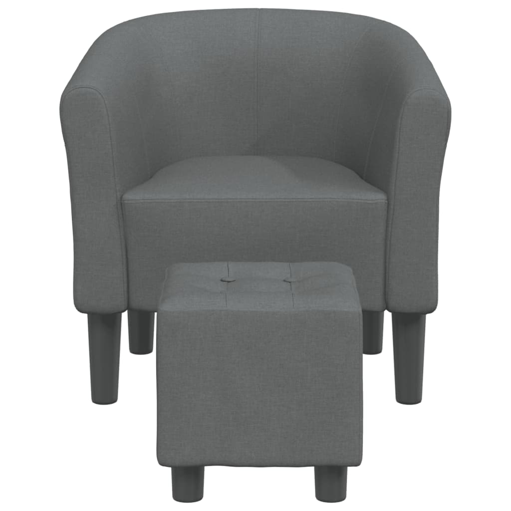 vidaXL Tub Chair with Footstool Dark Grey Fabric