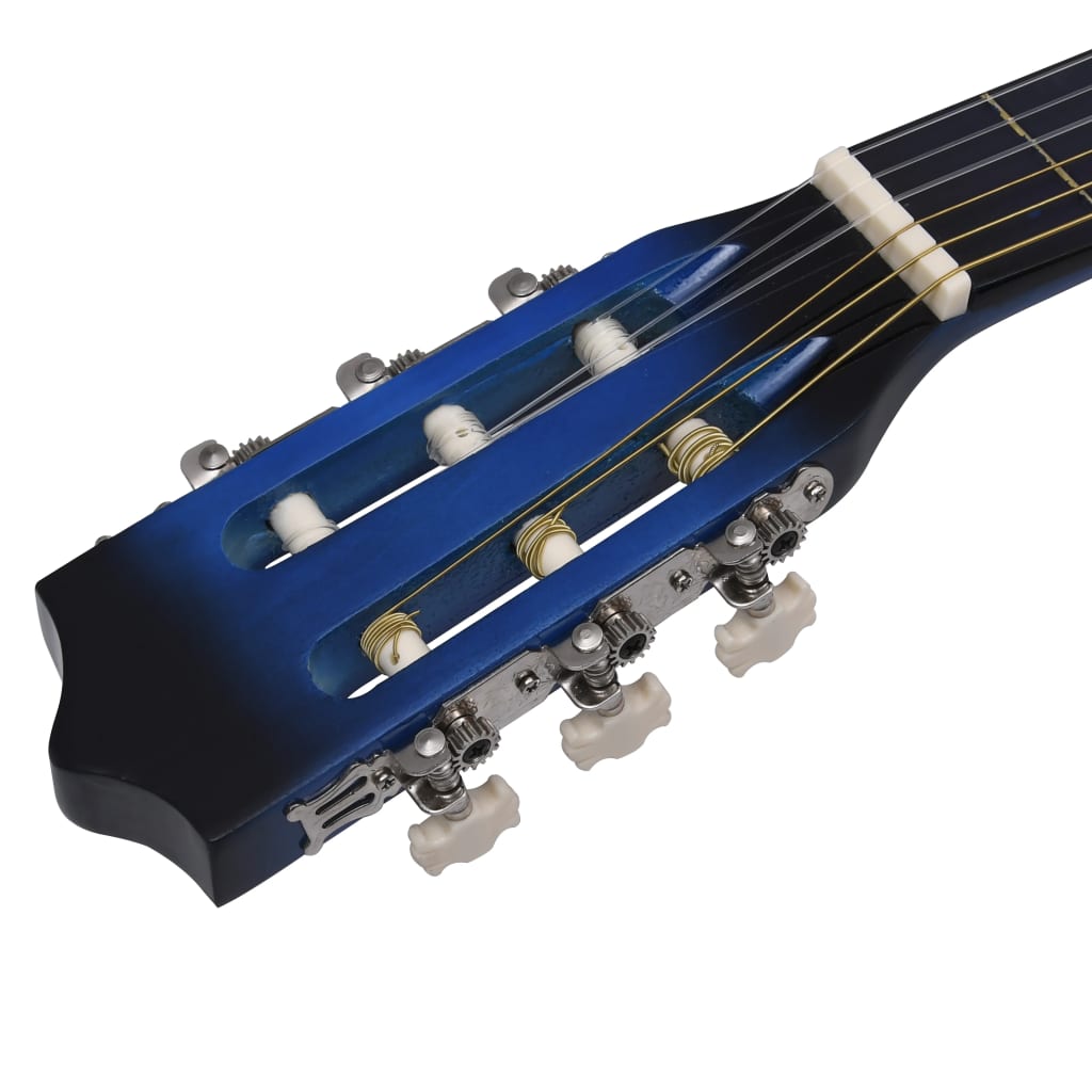 vidaXL 8 Piece Classical Guitar Beginner Set Blue 1/2 34"
