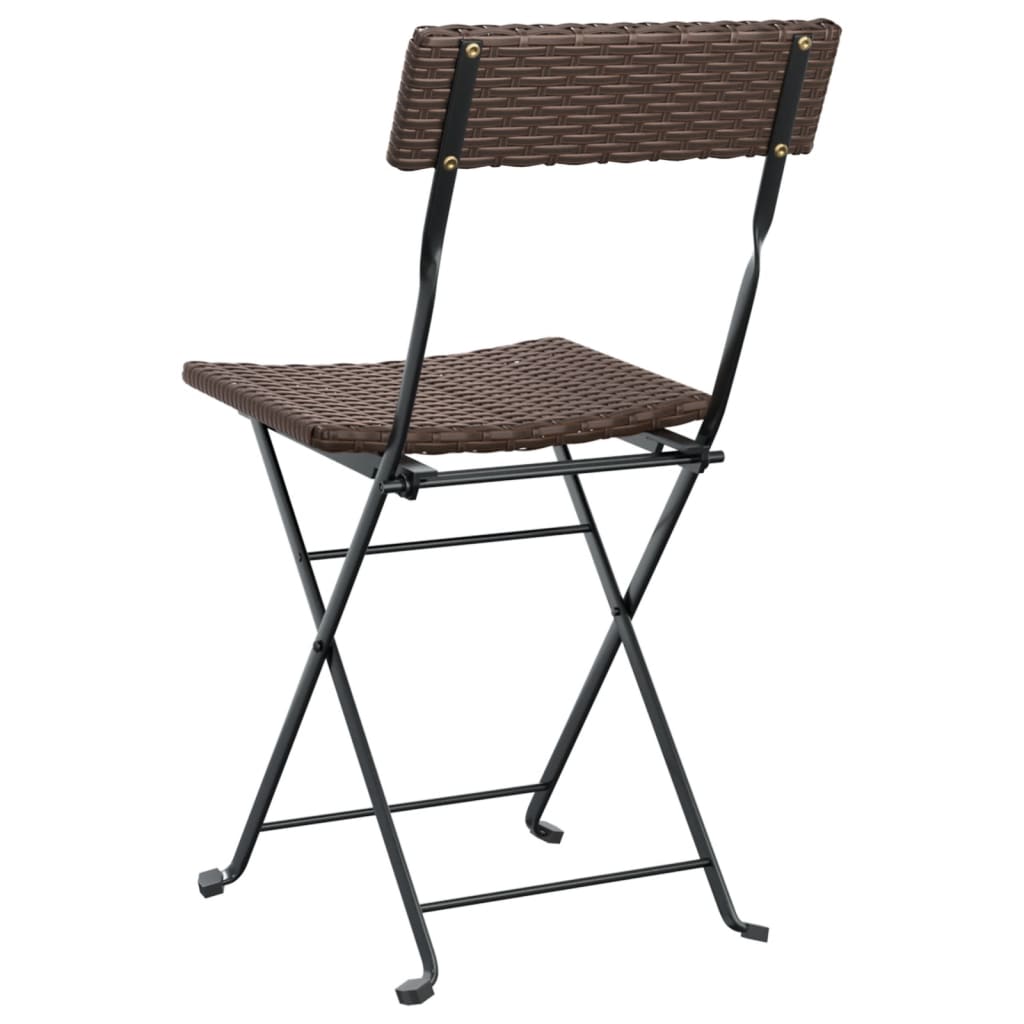 vidaXL Folding Bistro Chairs 2 pcs Brown Poly Rattan and Steel