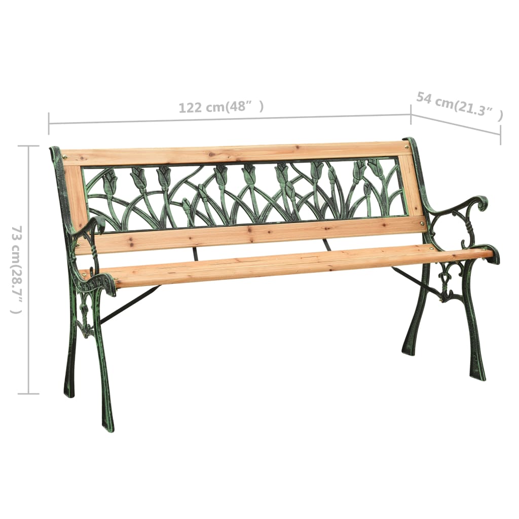 vidaXL Garden Bench 122 cm Cast Iron and Solid Firwood