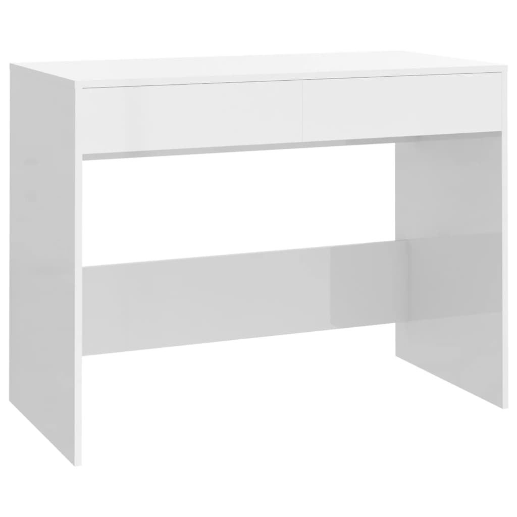vidaXL Desk High Gloss White 101x50x76.5 cm Engineered Wood