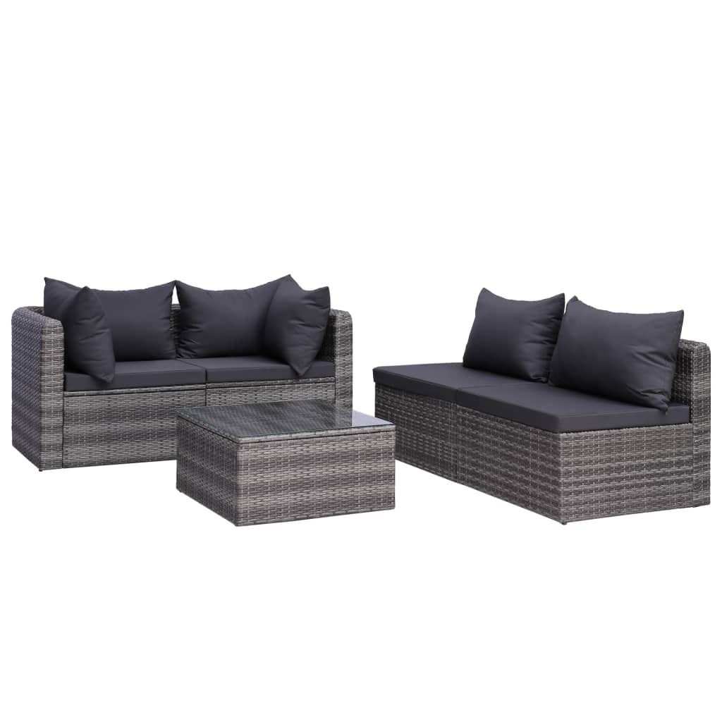 vidaXL 8 Piece Garden Lounge Set with Cushions Poly Rattan Grey