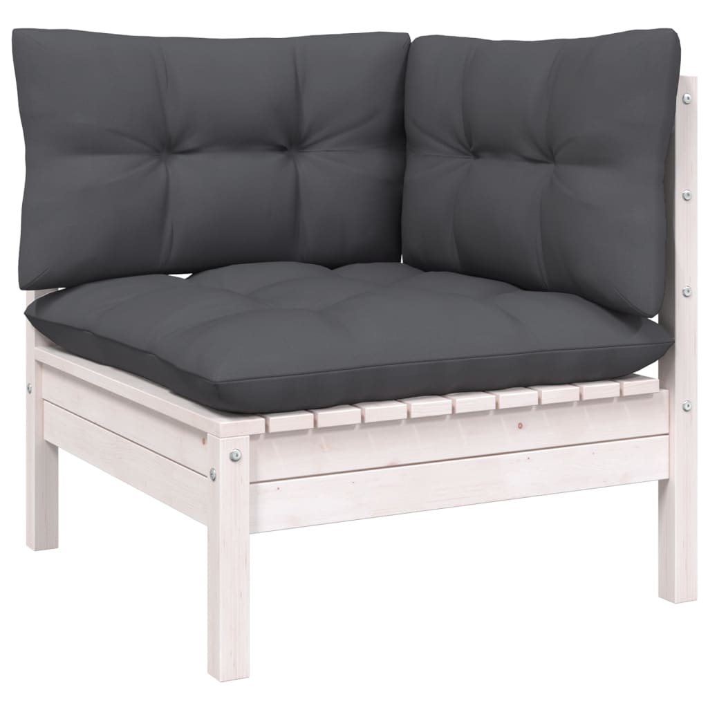 vidaXL 14 Piece Garden Lounge Set with Cushions White Pinewood