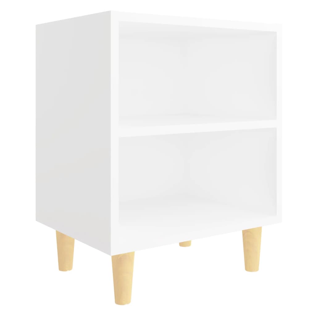 vidaXL Bed Cabinet with Solid Wood Legs White 40x30x50 cm
