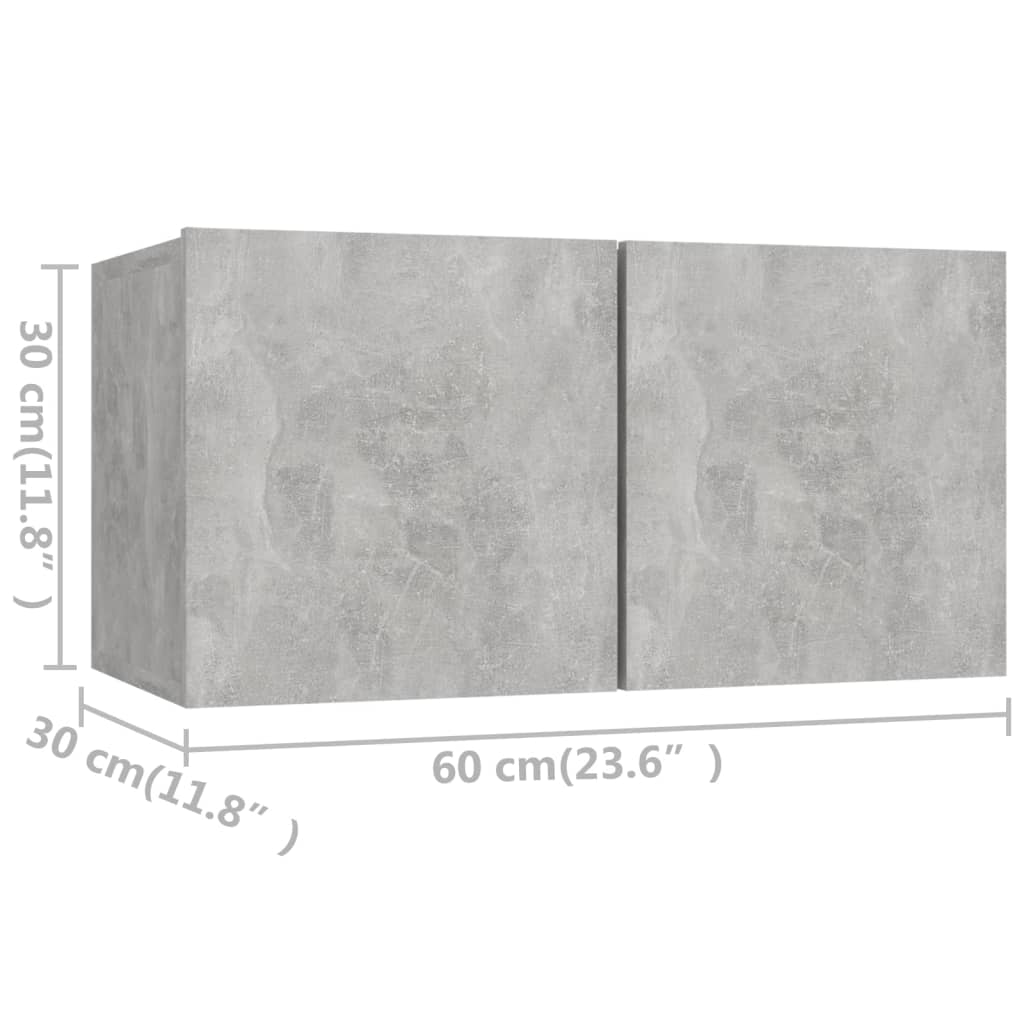 3079097 vidaXL 4 Piece TV Cabinet Set Concrete Grey Chipboard (804522+803334)