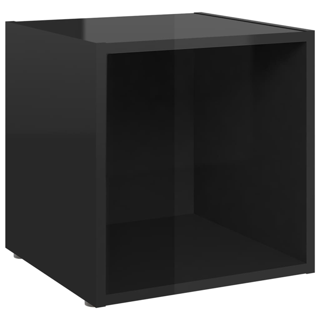 vidaXL TV Cabinets 2 pcs High Gloss Black 37x35x37 cm Engineered Wood