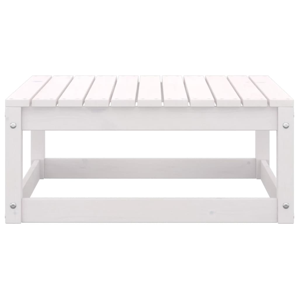vidaXL Garden Footstool with Cushion White Solid Pinewood