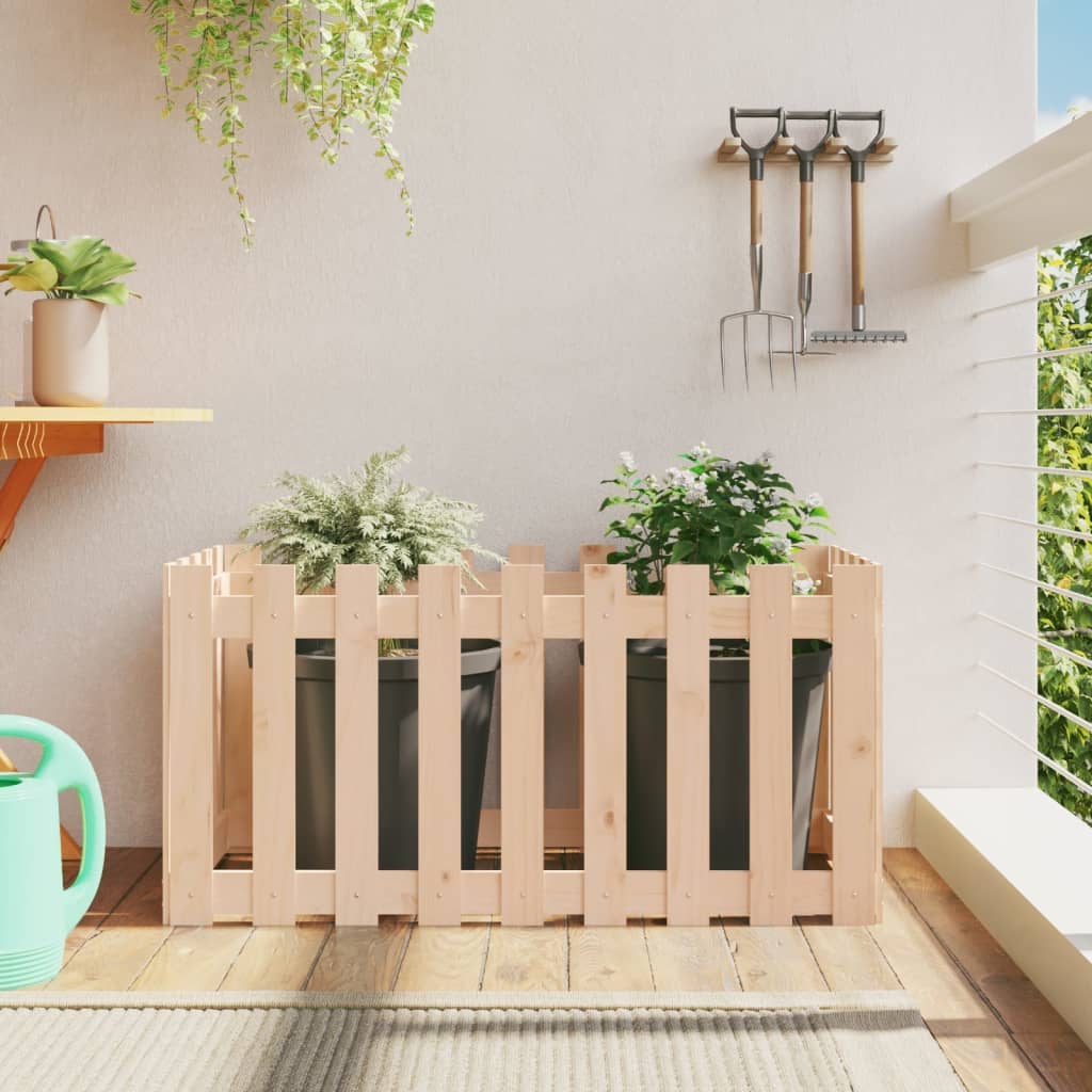 vidaXL Garden Raised Bed with Fence Design 100x50x50 cm Solid Wood Pine