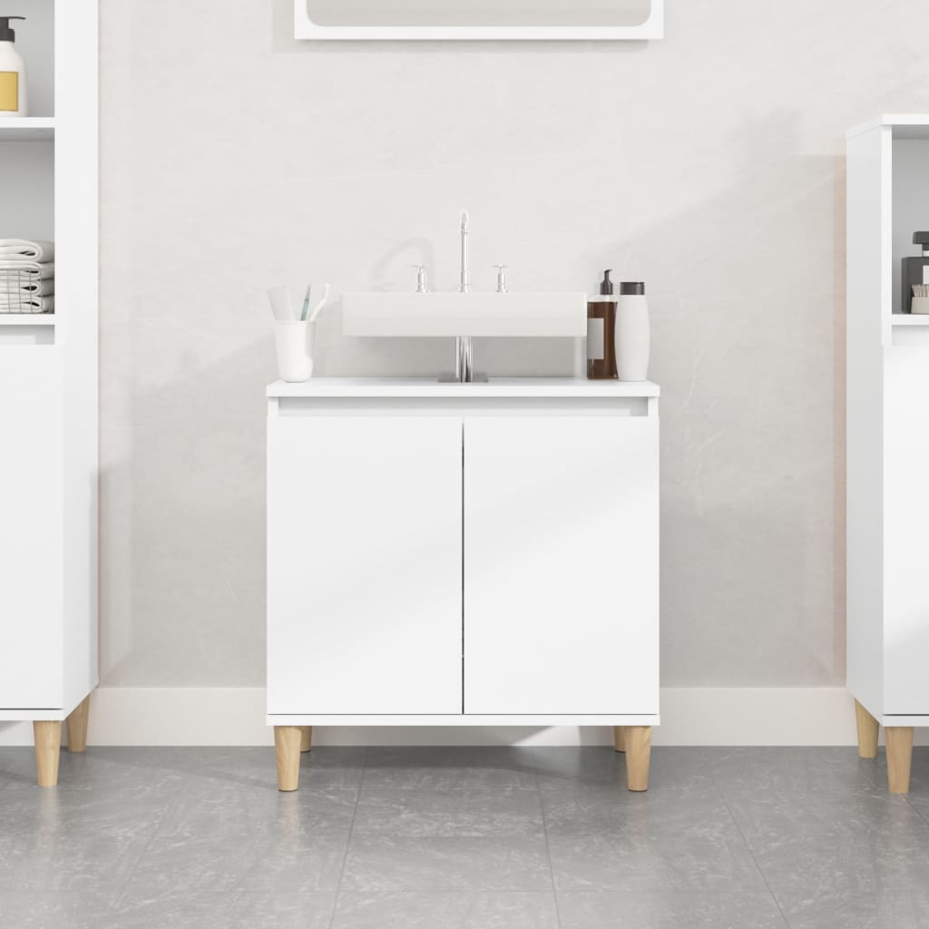 vidaXL Sink Cabinet High Gloss White 58x33x60 cm Engineered Wood