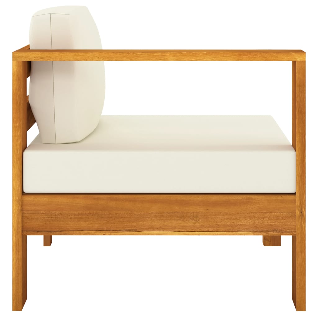 vidaXL 4-Seater Garden Sofa with Cream White Cushions Solid Acacia Wood