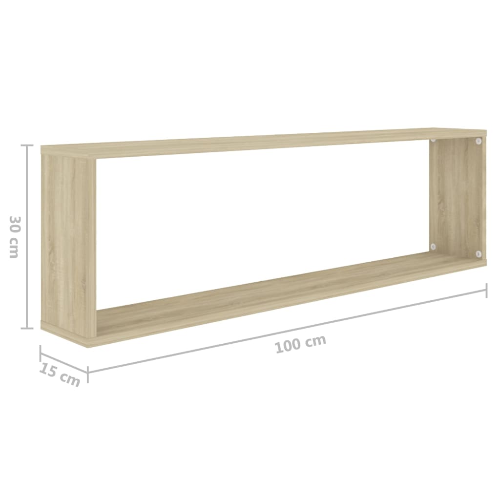 vidaXL Wall Cube Shelf 6 pcs White&Sonoma Oak 100x15x30 cm Engineered Wood