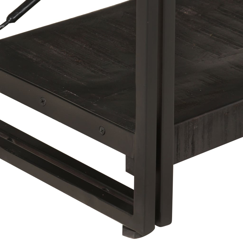 vidaXL 3-Tier Bookcase Black 140x30x80 cm Solid Mango Wood