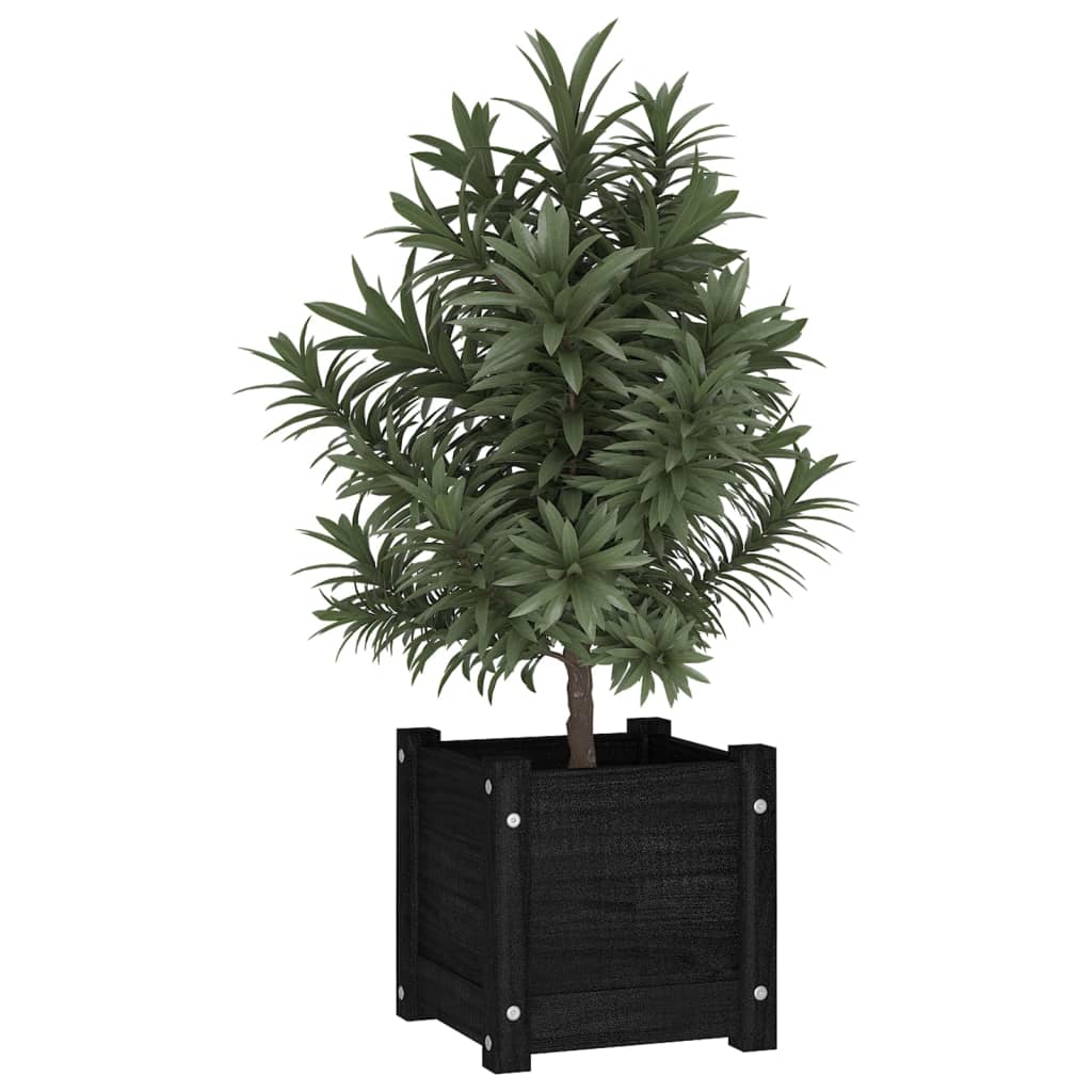 vidaXL Garden Planter Black 31x31x31 cm Solid Pinewood