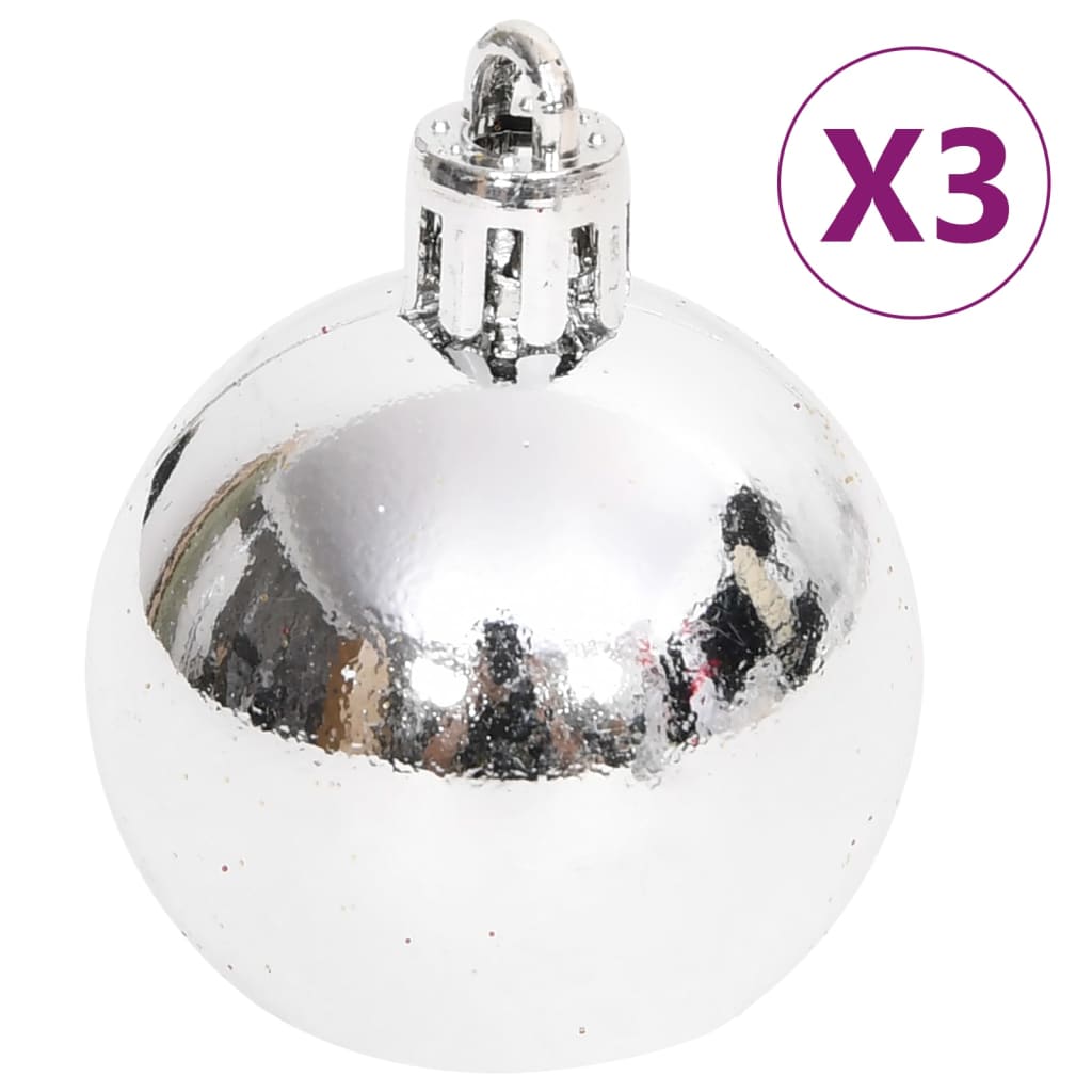 vidaXL 70 Piece Christmas Bauble Set Silver and White
