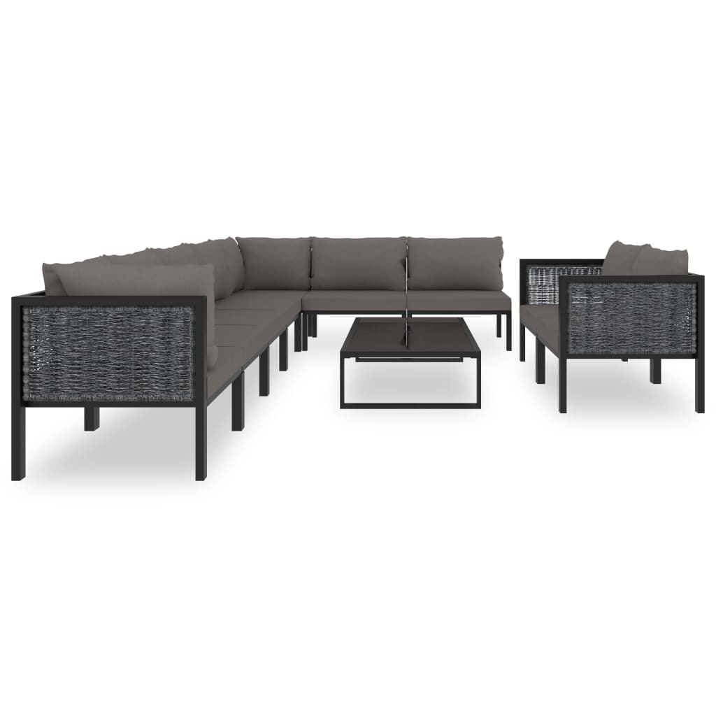 vidaXL 10 Piece Garden Lounge Set with Cushions Poly Rattan Anthracite