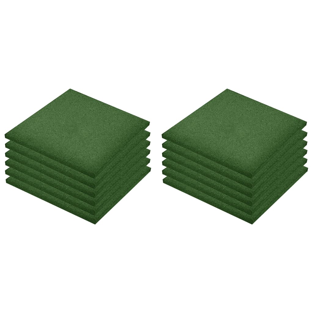 vidaXL Fall Protection Tiles 12 pcs Rubber 50x50x3 cm Green