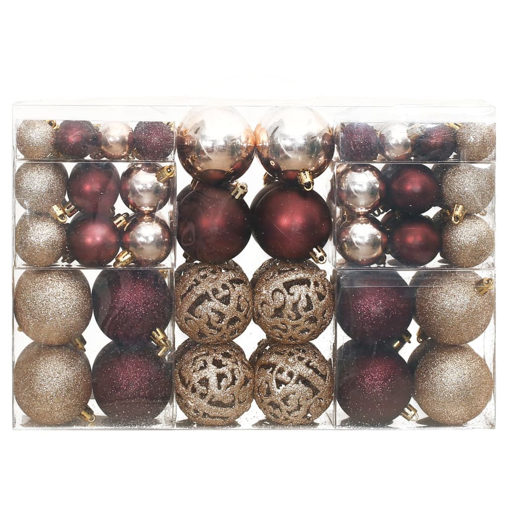vidaXL Christmas Baubles 100 pcs Champagne and Brown 3 / 4 / 6 cm