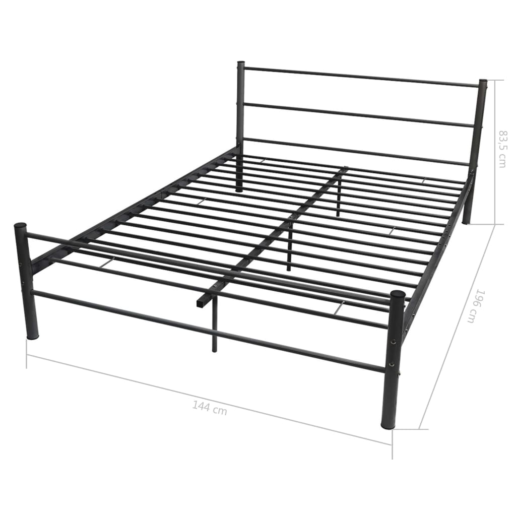 vidaXL Bed Frame Black Metal Double Size