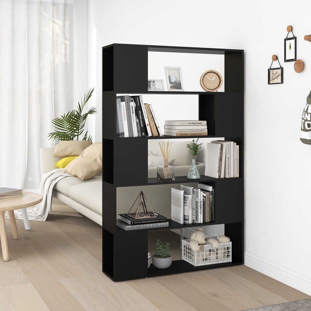 vidaXL Book Cabinet Room Divider Black 100x24x155 cm Engineered Wood