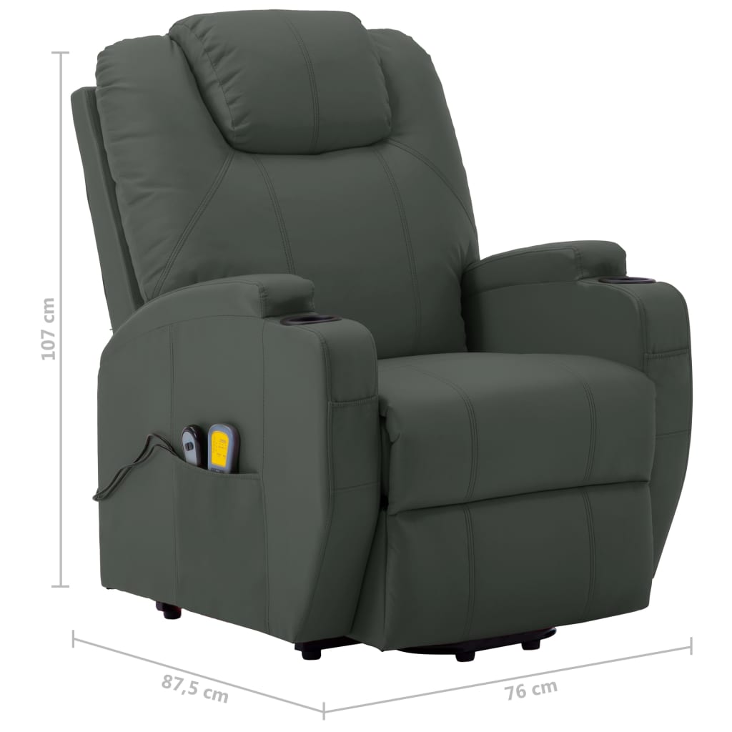 vidaXL Stand-up Massage Recliner Anthracite Faux Leather (AU only)