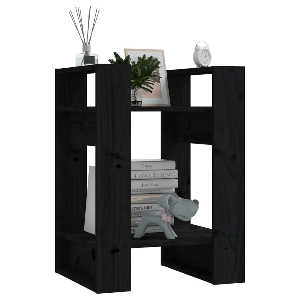 vidaXL Book Cabinet/Room Divider Black 41x35x57 cm Solid Wood Pine