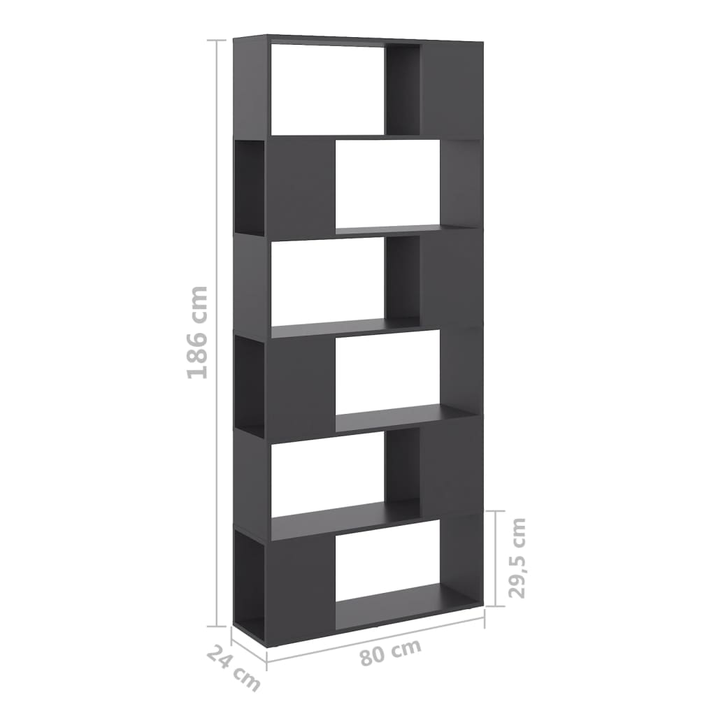 vidaXL Book Cabinet Room Divider Grey 80x24x186 cm Engineered Wood