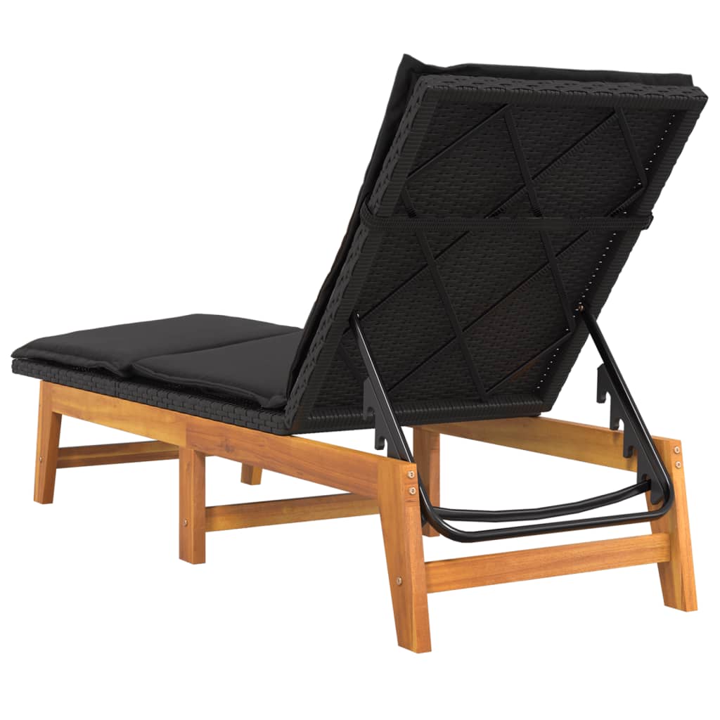 vidaXL Sun Loungers with Cushions 2 pcs Poly Rattan&Solid Wood Acacia