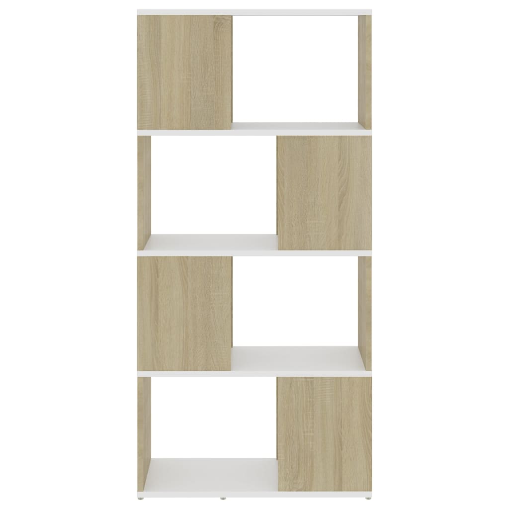 vidaXL Book Cabinet Room Divider White and Sonoma Oak 60x24x124.5 cm
