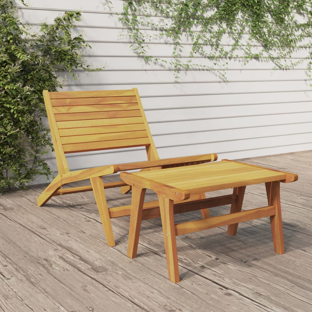 vidaXL Garden Chair with Footrest Solid Wood Teak