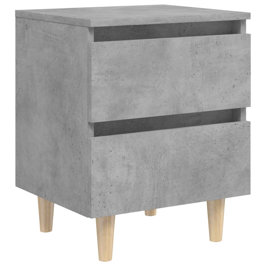 vidaXL Bed Cabinet with Solid Pinewood Legs Concrete Grey 40x35x50 cm