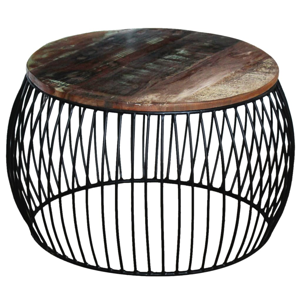 vidaXL Coffee Table Round Solid Reclaimed Wood 68x37 cm