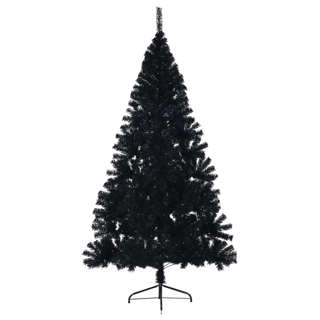 vidaXL Artificial Half Christmas Tree with Stand Black 210 cm PVC